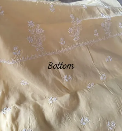 Pastel Yellow Chikankari Unstitched Fabric