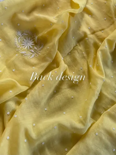 Sunny Yellow Mul Chanderi Unstitched Fabric