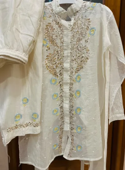 Mul Chanderi Chikankari Co-ord set