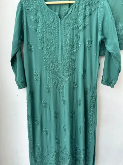 Modal Cotton Handcrafted Chikankari Kurta and Palazzo Set