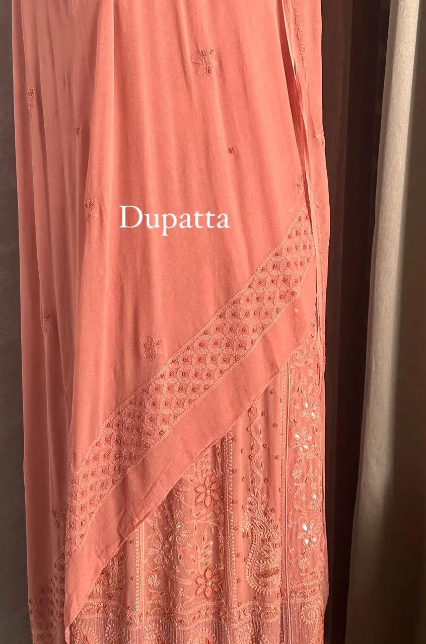 Desert Coral Chikankari 18 Kali Anarkali Set