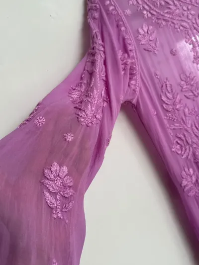 Premium Viscose Georgette Handcrafted Chikankari Kurta and Palazzo Set