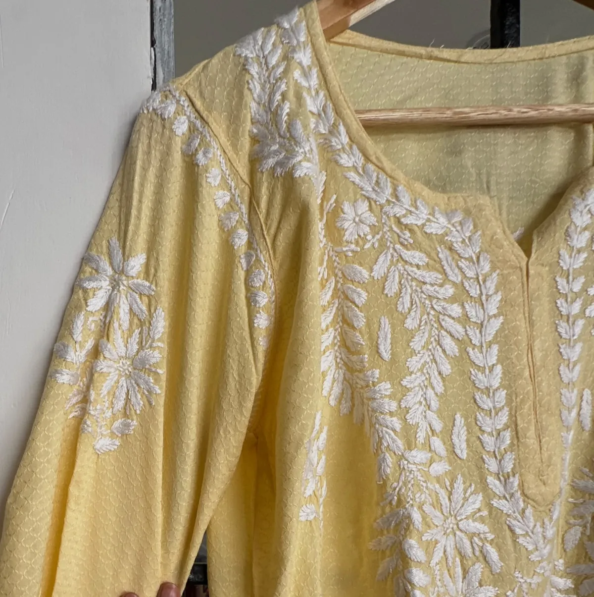 Rayon Handcrafted Chikankari Kurta and Palazzo Set