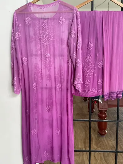 Premium Viscose Georgette Handcrafted Chikankari Kurta and Palazzo Set