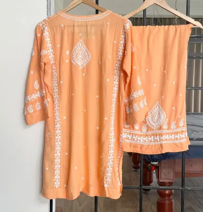 Rayon Stitched Lucknowi Handcrafted Co-ord Set