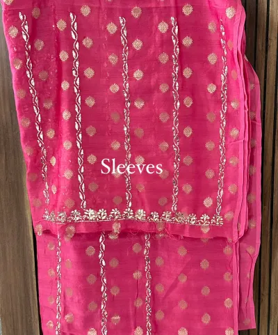 Raspberry Pink Chanderi Banarsi Silk Suit