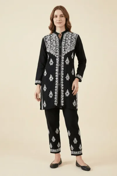 Black Rayon Coord Set