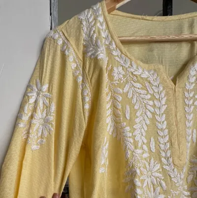 Rayon Handcrafted Chikankari Kurta and Palazzo Set