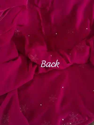 Ruby Pink Viscose Georgette Chikankari Unstitched Fabric