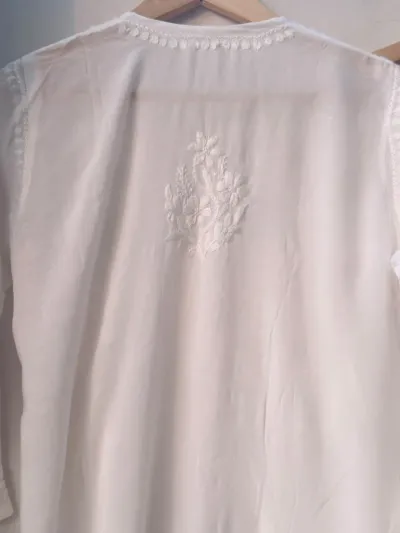 Modal Cotton Handcrafted Chikankari Kurta, Dupatta and Palazzo Set