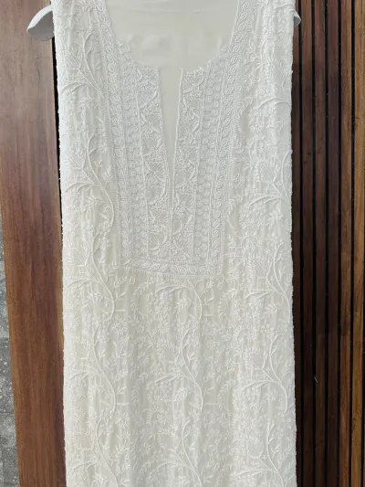 Ivory Pure georgette chikankari suit set