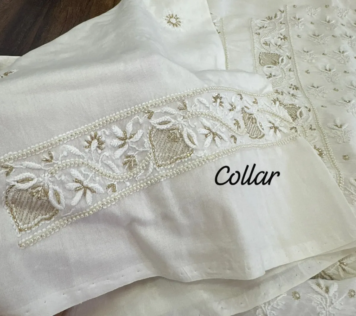 Ivory Chanderi Silk chikankari Mens Kurta