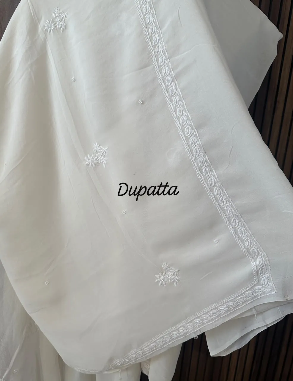 Ivory Pure georgette chikankari suit set