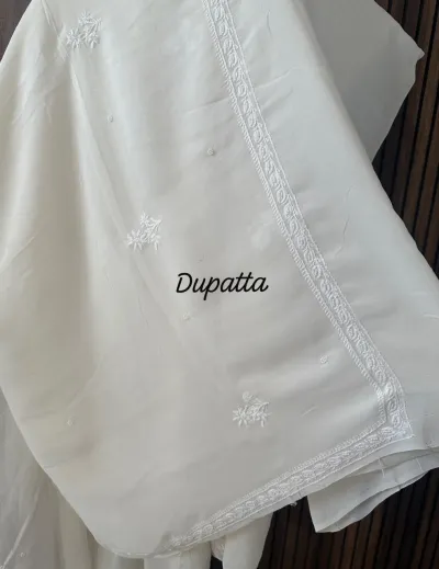 Ivory Pure georgette chikankari suit set