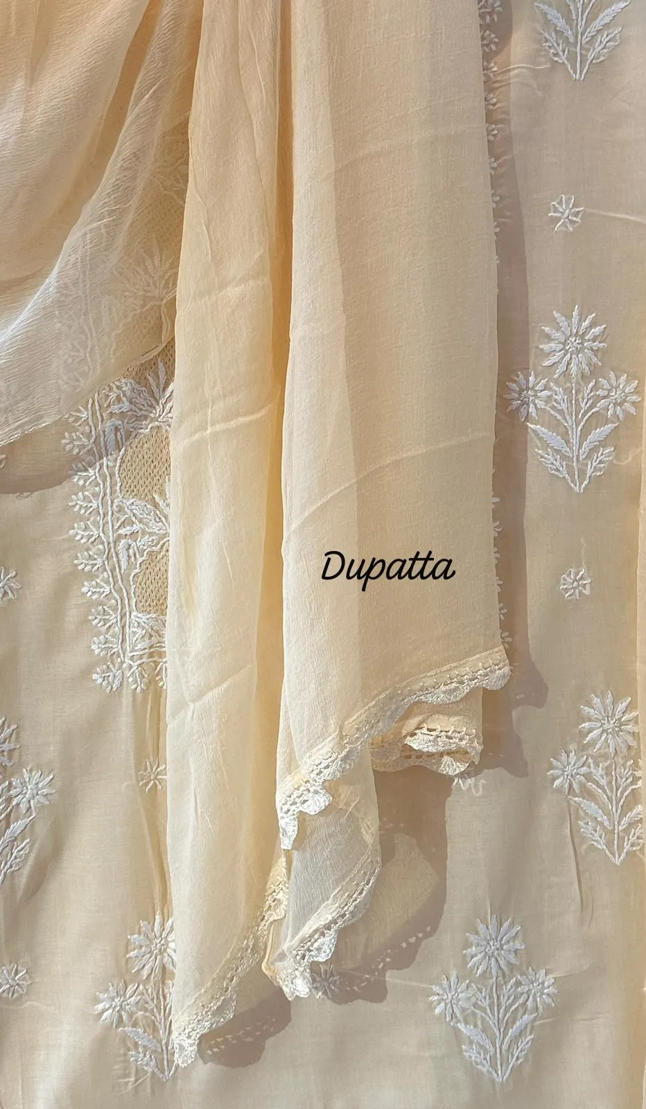Light Fawn Soft Cotton Fine Chikankari With Haath Ki Jaali Neck Work