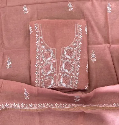 Muted Rosy Brown Mul Chanderi With Haath Ki Jaali Neck Work