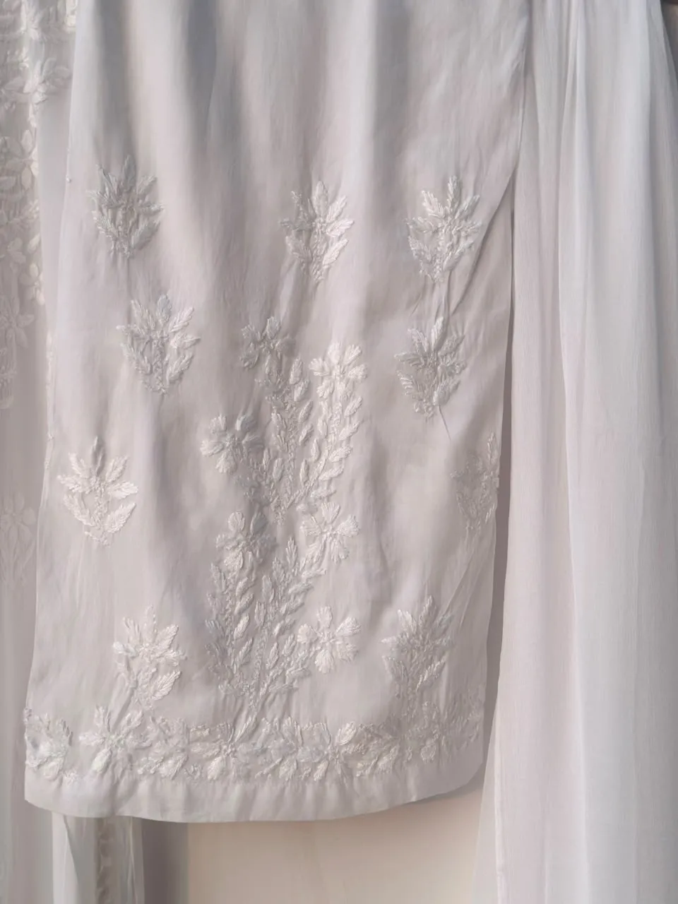 Modal Cotton Handcrafted Chikankari Kurta, Dupatta and Palazzo Set