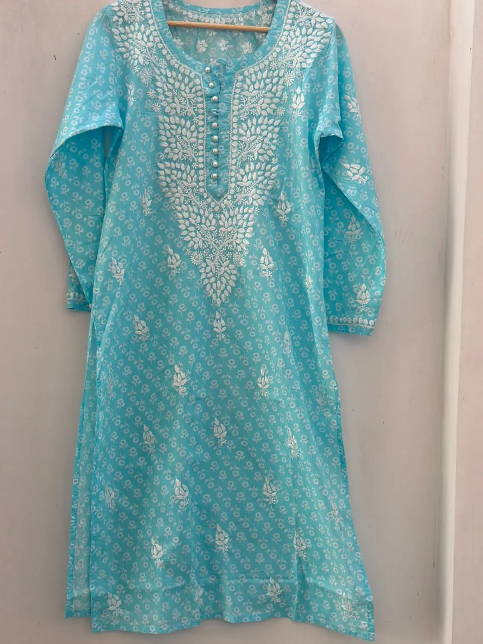 Modal Printed Cotton Handcrafted Chikankari Kurti