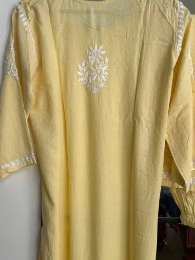 Rayon Handcrafted Chikankari Kurta and Palazzo Set
