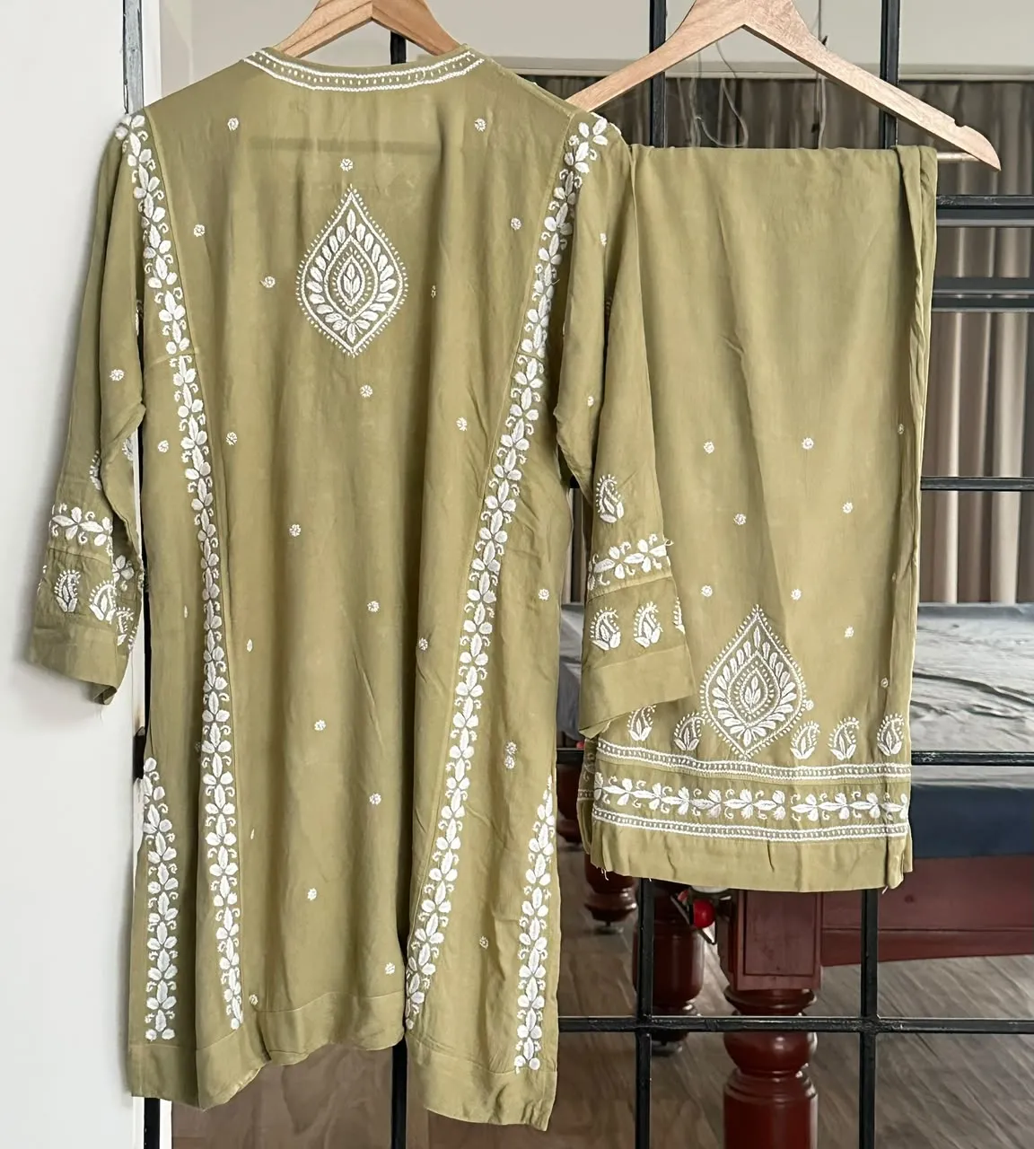 Rayon Stitched Lucknowi Handcrafted Co-ord Set
