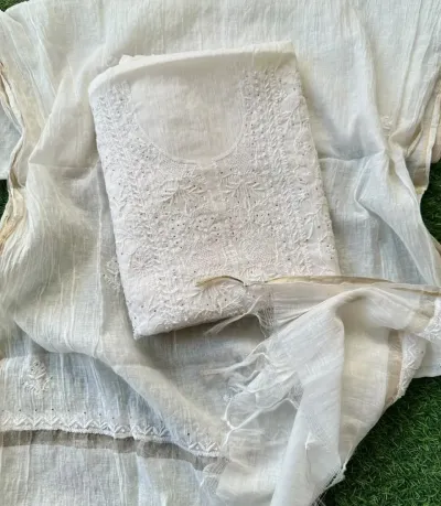 Ivory Mul Chanderi Unstitched Fabric