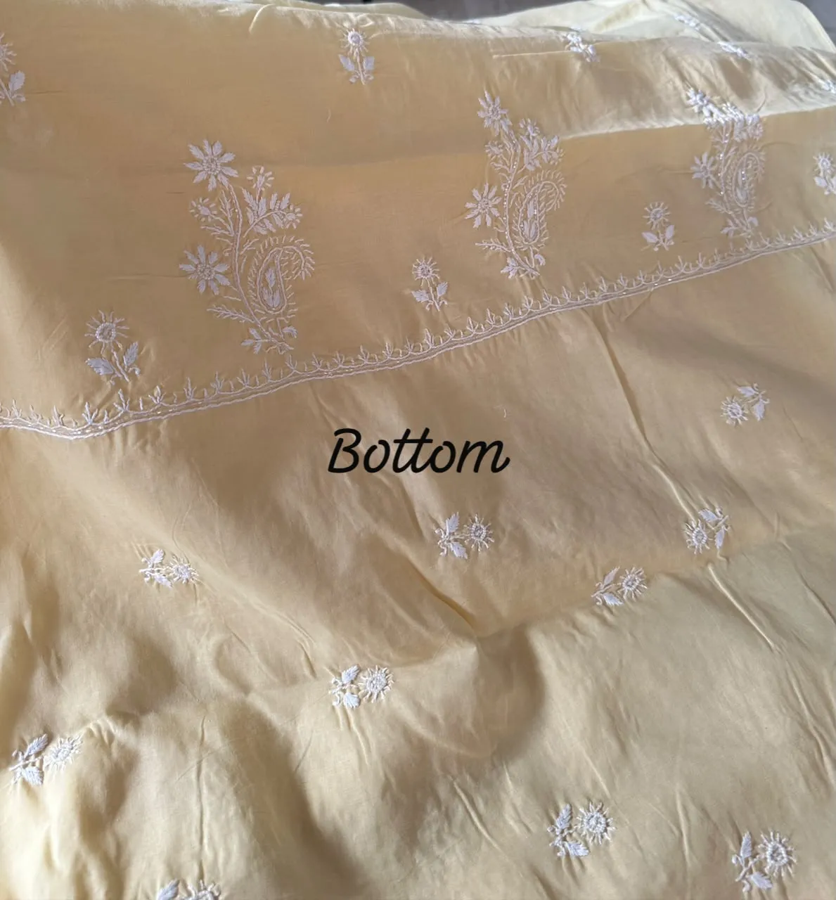 Pastel Yellow Chikankari Unstitched Fabric