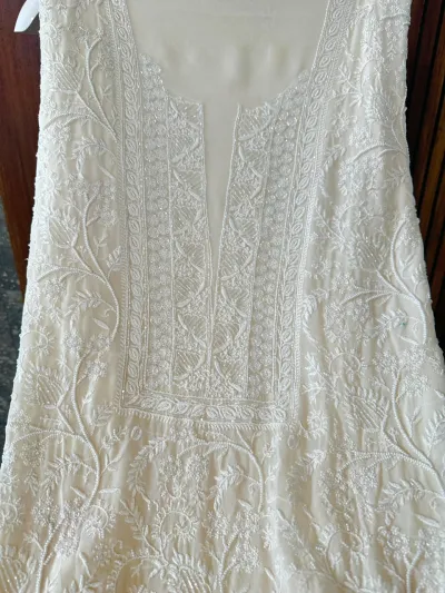 Ivory Pure georgette chikankari suit set