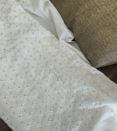 Ivory Chanderi Silk chikankari Mens Kurta