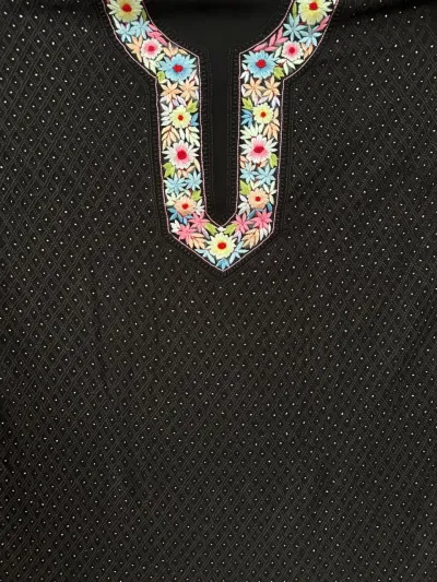 Black Parsi Viscose Georgette Chikankari Unstitched Fabric