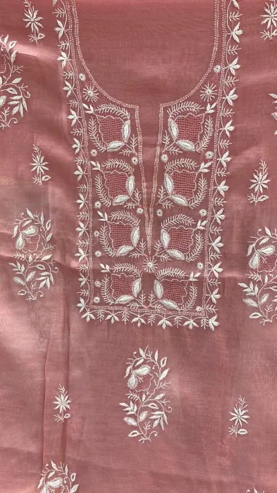 Muted Rosy Brown Mul Chanderi With Haath Ki Jaali Neck Work