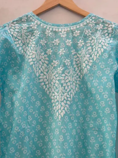 Modal Printed Cotton Handcrafted Chikankari Kurti