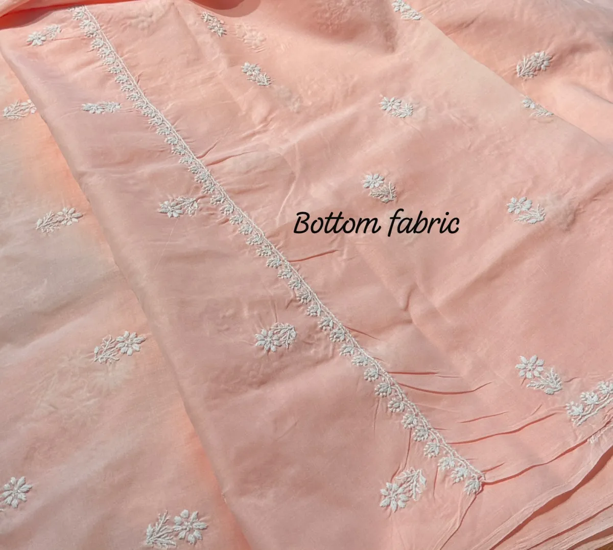 Light Peach Soft Cotton Fine Chikankari With Haath Ki Jaali Neck Work