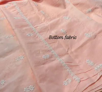 Light Peach Soft Cotton Fine Chikankari With Haath Ki Jaali Neck Work