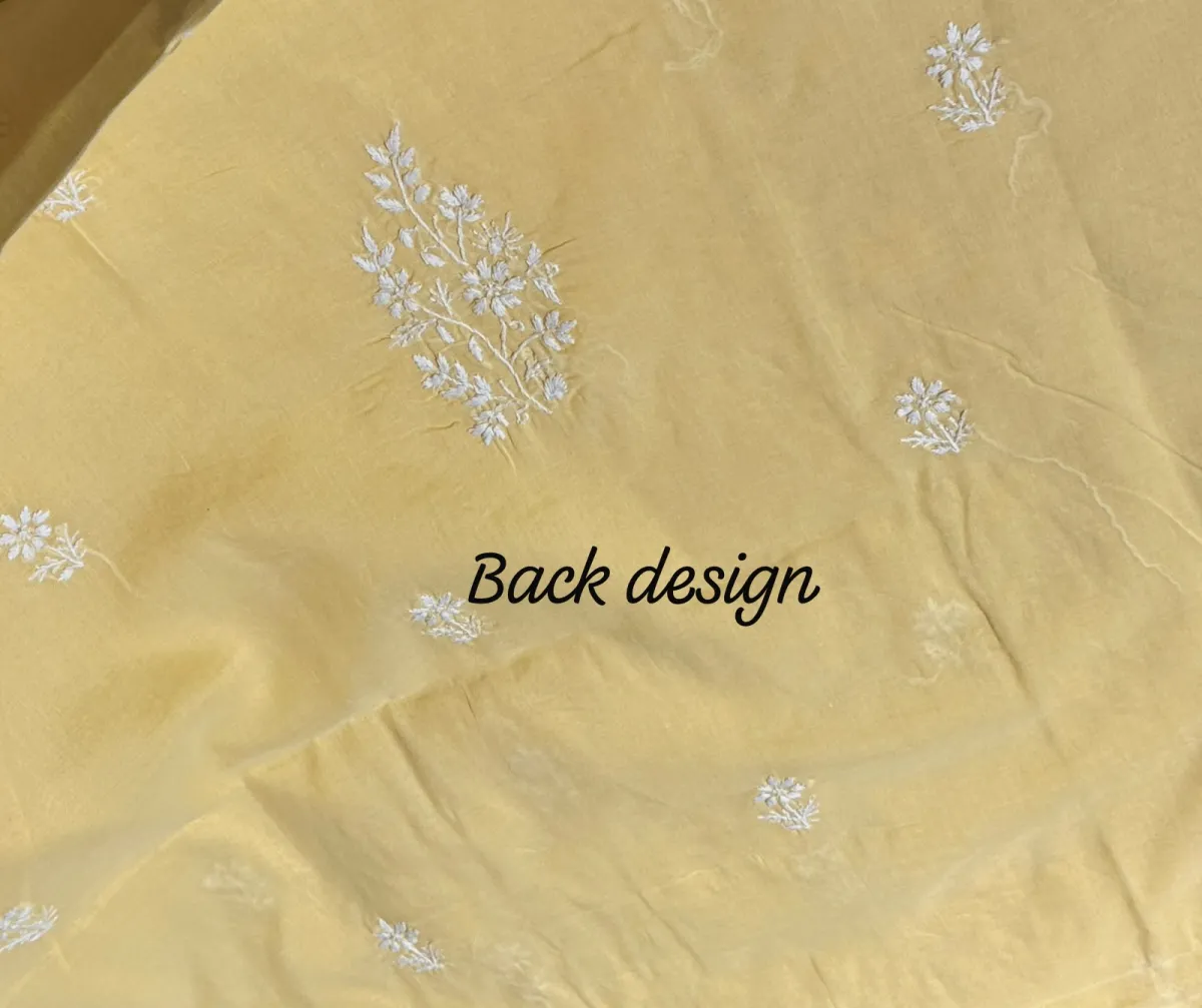 Butter Yellow Soft Cotton Fine Chikankari With Haath Ki Jaali Neck Work