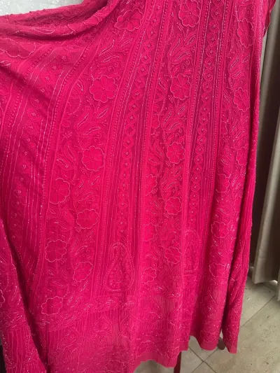 Hot Pink Chikankari 18 Kali Anarkali Set