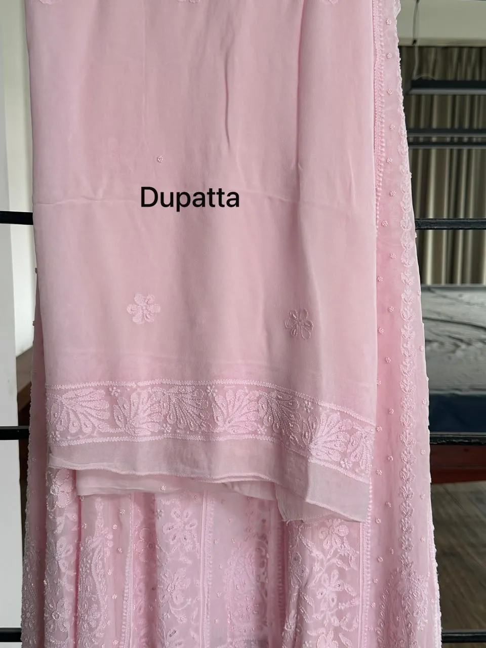 Soft Pink Chikankari 18 Kali Anarkali Set