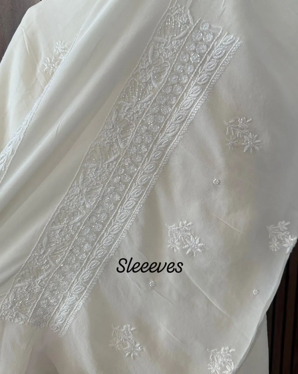 Ivory Pure georgette chikankari suit set