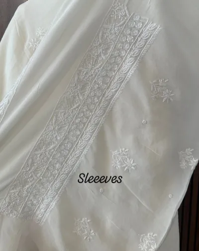 Ivory Pure georgette chikankari suit set