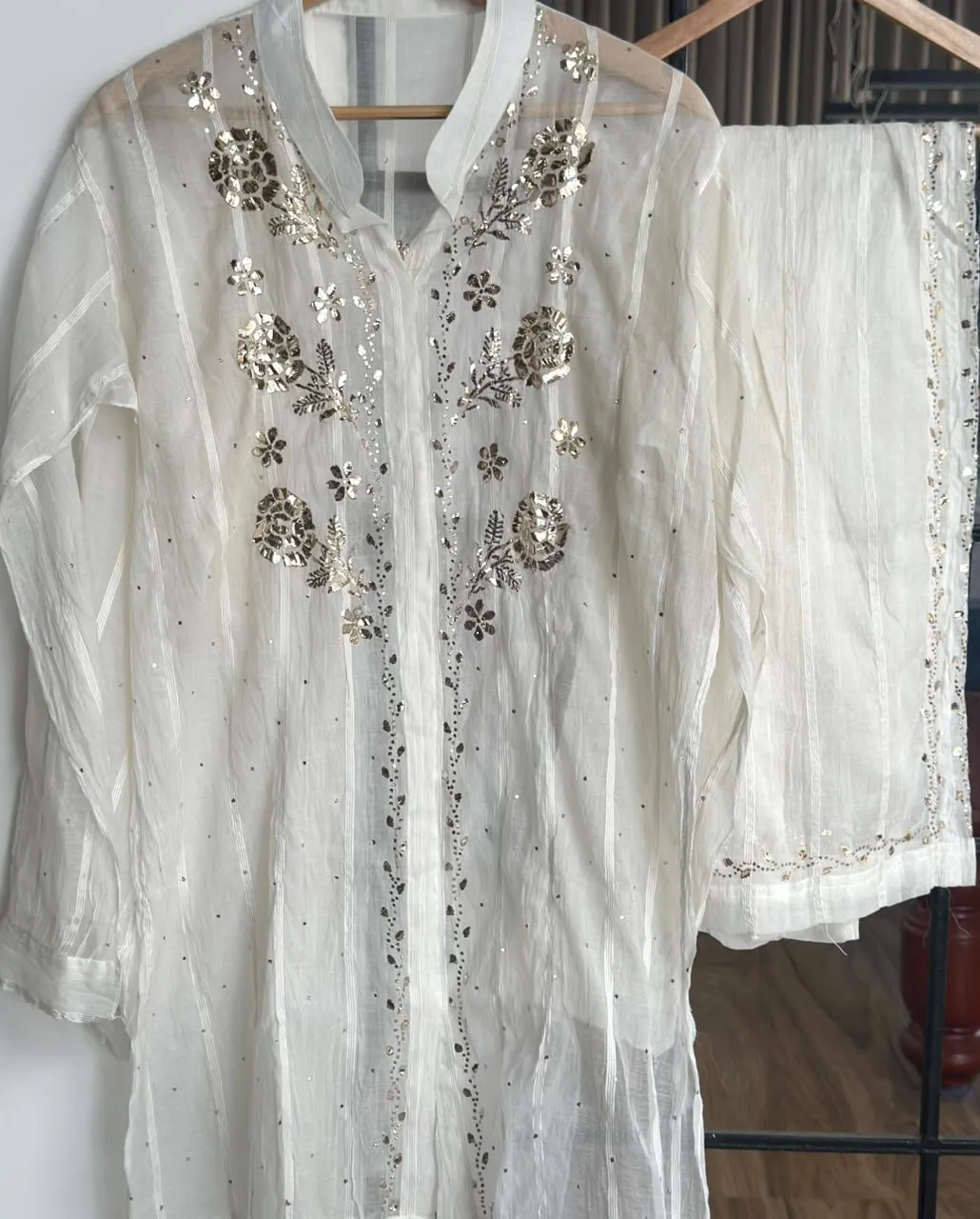 Mul Chanderi Chikankari Co-ord set