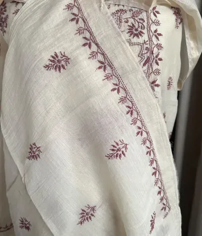 Light Beige Mul Chanderi Unstitched Fabric