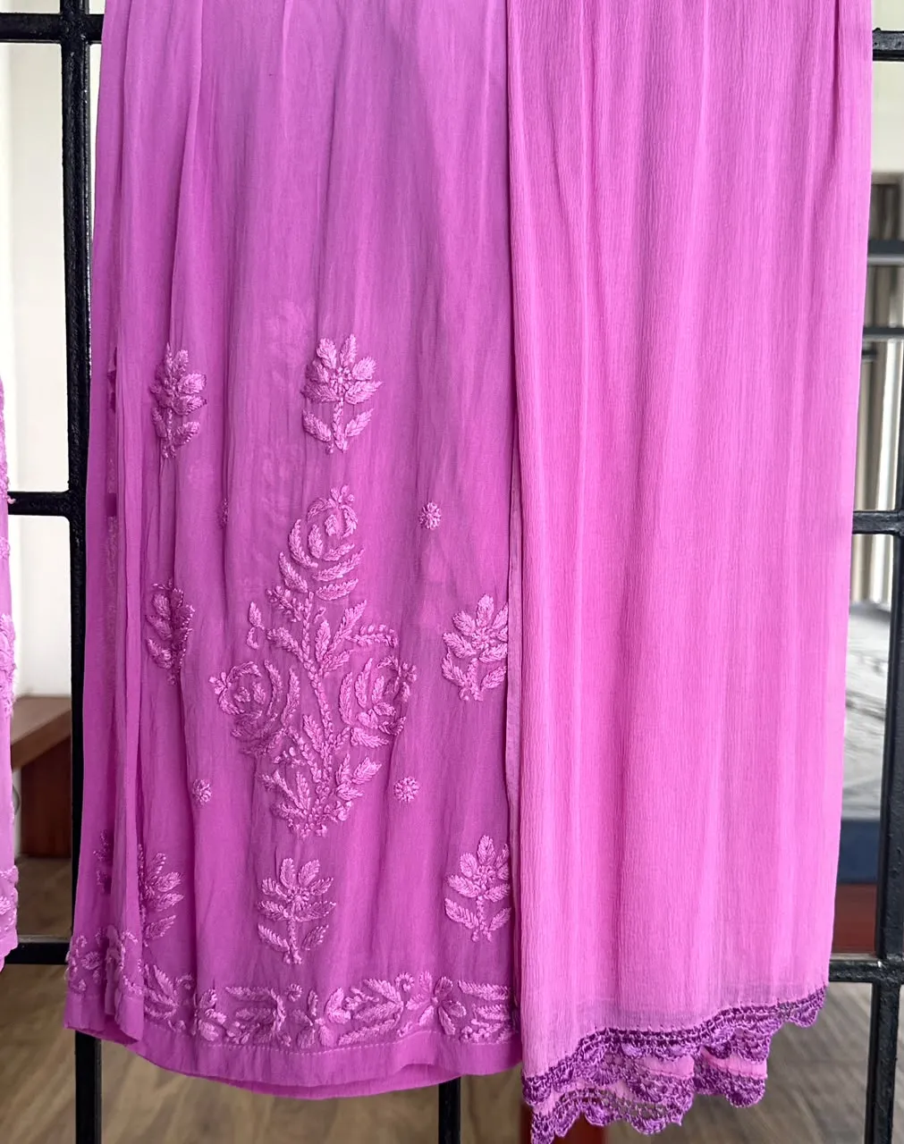 Premium Viscose Georgette Handcrafted Chikankari Kurta and Palazzo Set