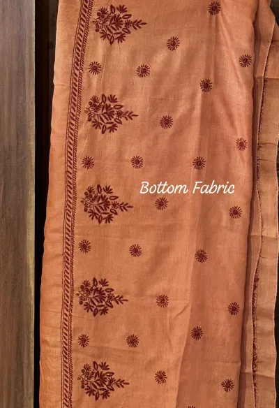 Penny Copper Tussar Silk Chikankari Kurta Dupatta Set
