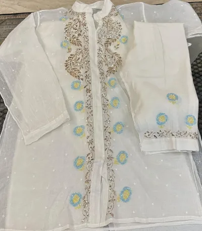 Mul Chanderi Chikankari Co-ord set