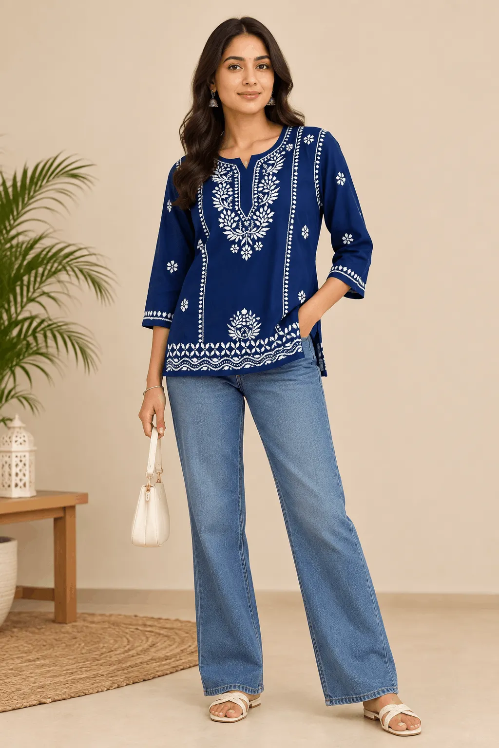 Pure Cotton Lucknowi Short Top