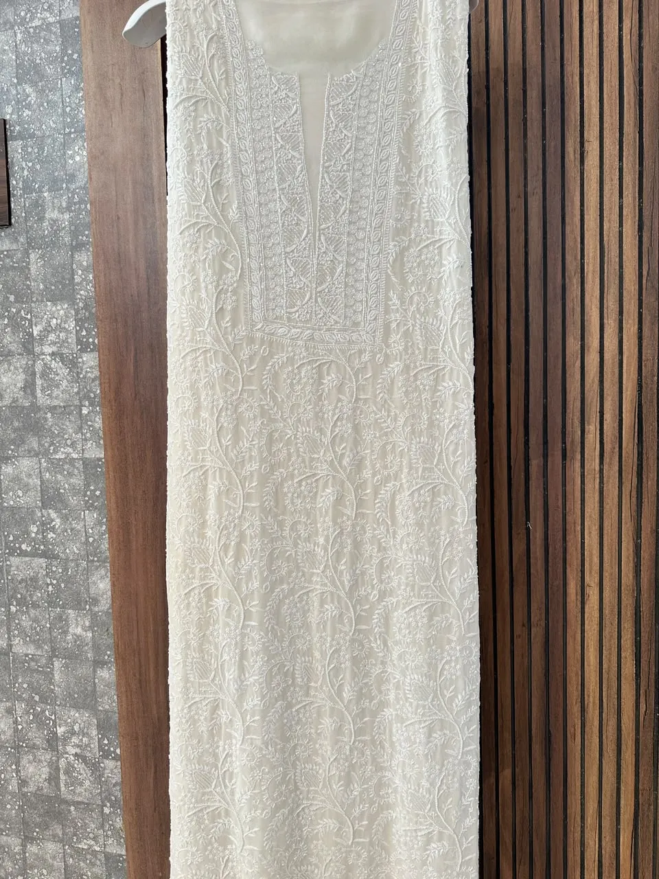 Ivory Pure georgette chikankari suit set