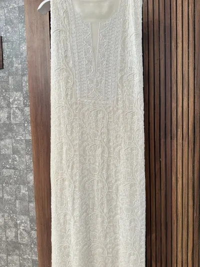 Ivory Pure georgette chikankari suit set