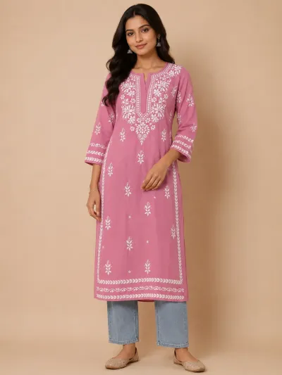 Mul Cotton Handcrafted Chikankari Kurti
