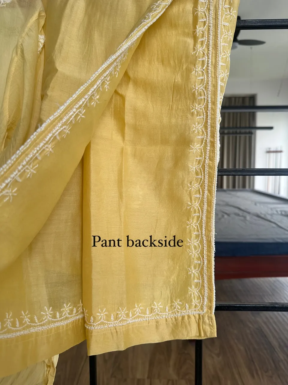 Lemon Yellow Mul Chanderi Chikankari Co-ord set