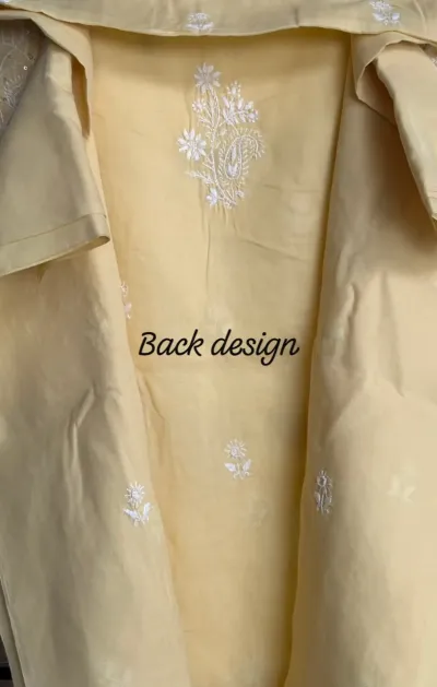 Pastel Yellow Chikankari Unstitched Fabric