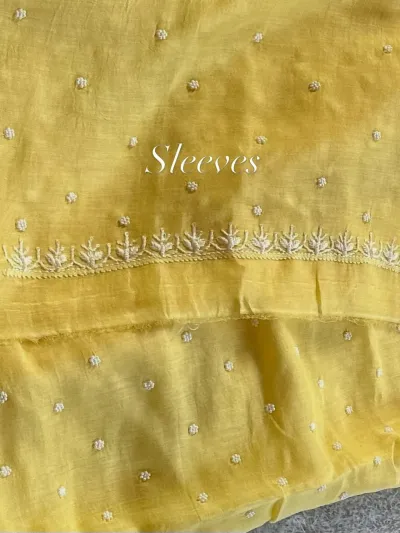 Sunny Yellow Mul Chanderi Unstitched Fabric